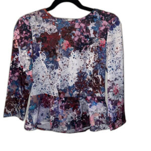 H&M Size 4 Peplum Top Purple Abstract Design